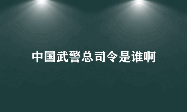 中国武警总司令是谁啊