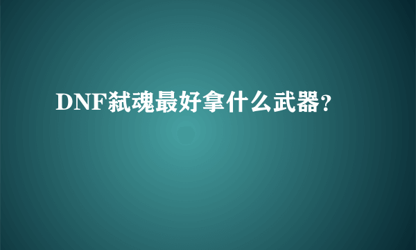 DNF弑魂最好拿什么武器？