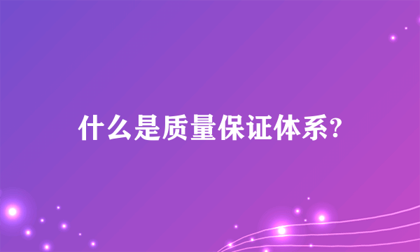 什么是质量保证体系?