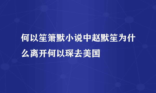 何以笙箫默小说中赵默笙为什么离开何以琛去美国