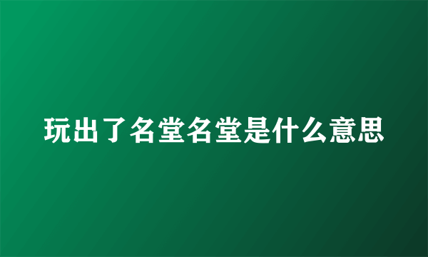 玩出了名堂名堂是什么意思