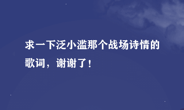 求一下泛小滥那个战场诗情的歌词，谢谢了！