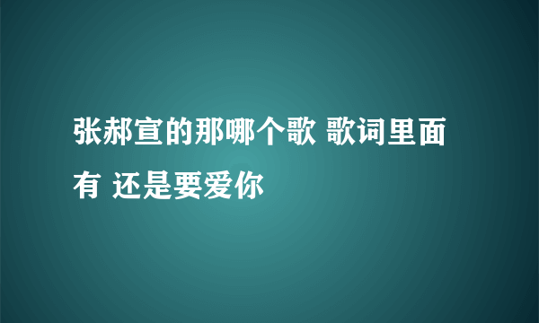 张郝宣的那哪个歌 歌词里面有 还是要爱你