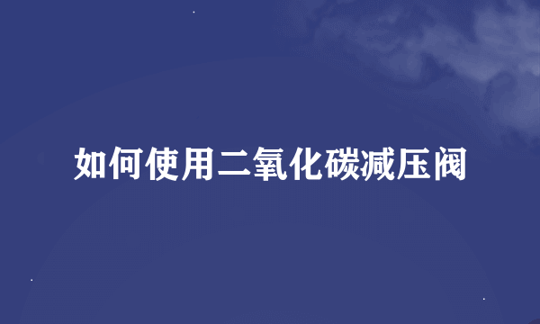 如何使用二氧化碳减压阀