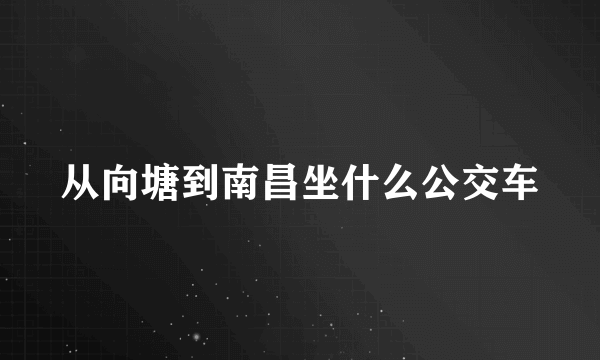 从向塘到南昌坐什么公交车