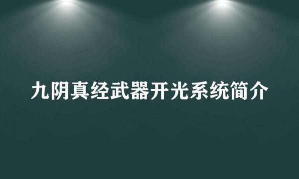 九阴真经武器开光系统简介