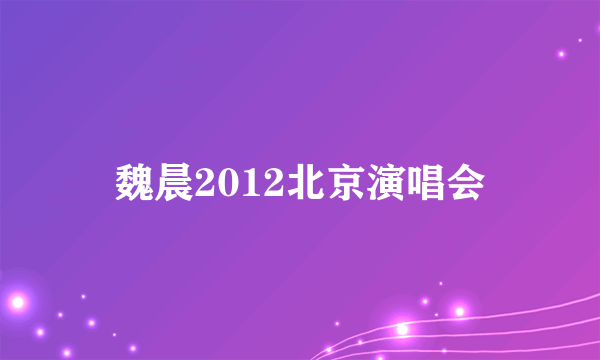 魏晨2012北京演唱会