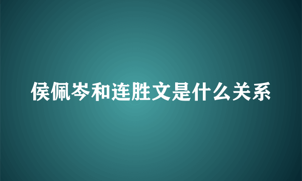 侯佩岑和连胜文是什么关系