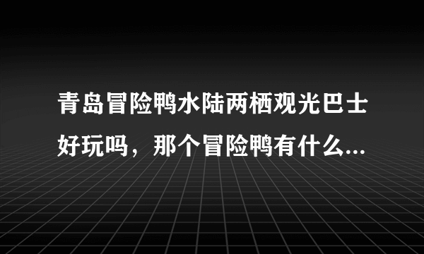 青岛冒险鸭水陆两栖观光巴士好玩吗，那个冒险鸭有什么特别之处啊？