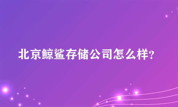 北京鲸鲨存储公司怎么样？