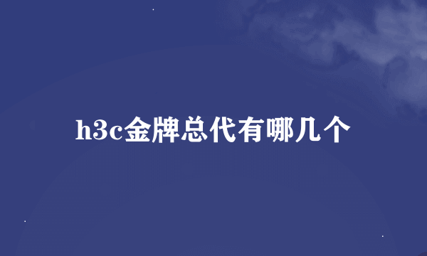 h3c金牌总代有哪几个