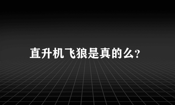 直升机飞狼是真的么？