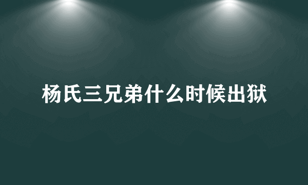 杨氏三兄弟什么时候出狱