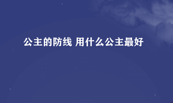 公主的防线 用什么公主最好