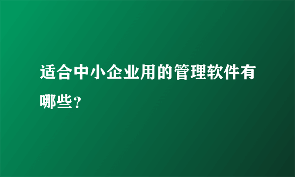 适合中小企业用的管理软件有哪些？