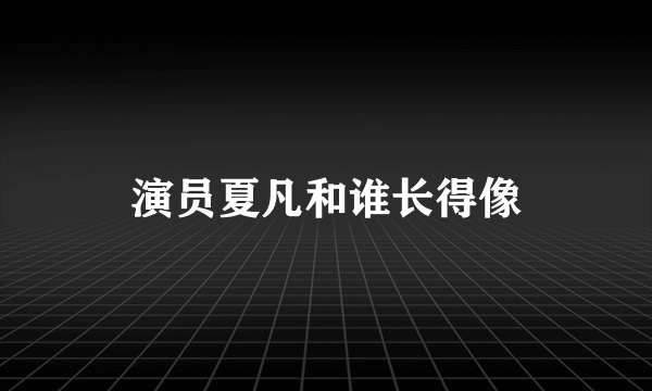 演员夏凡和谁长得像