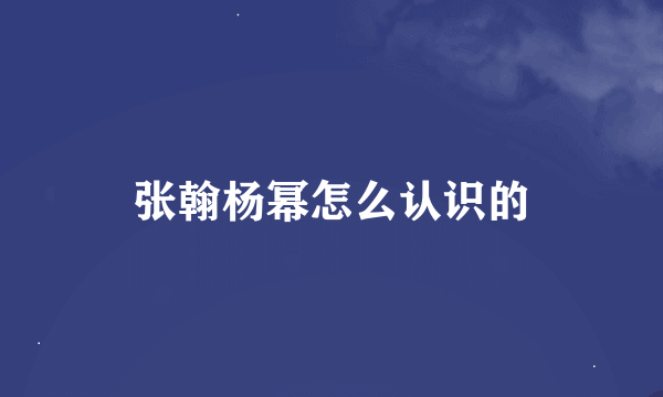 张翰杨幂怎么认识的