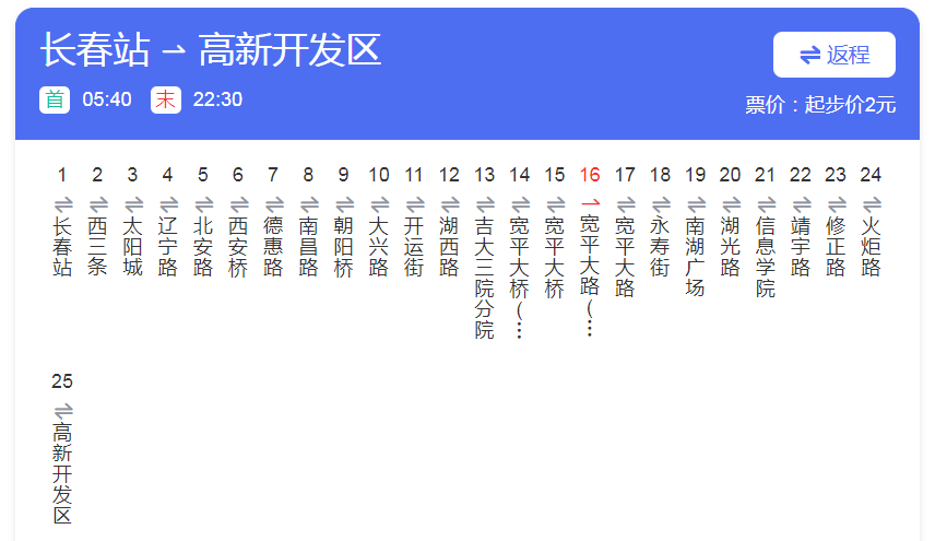 222路公交车路线图