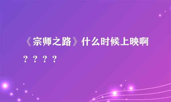 《宗师之路》什么时候上映啊？？？？