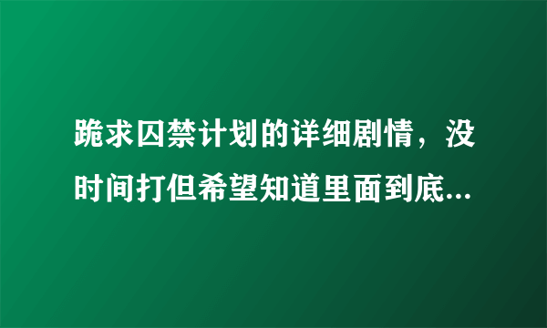 跪求囚禁计划的详细剧情，没时间打但希望知道里面到底讲的是什么，越详细越好，悬赏100