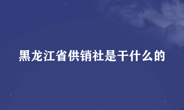 黑龙江省供销社是干什么的