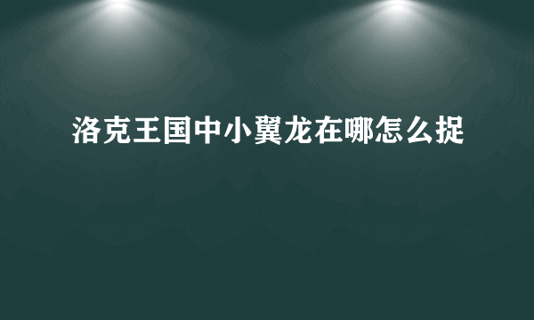 洛克王国中小翼龙在哪怎么捉