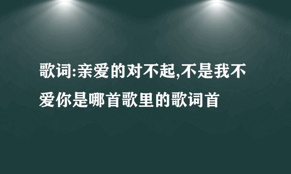 歌词:亲爱的对不起,不是我不爱你是哪首歌里的歌词首