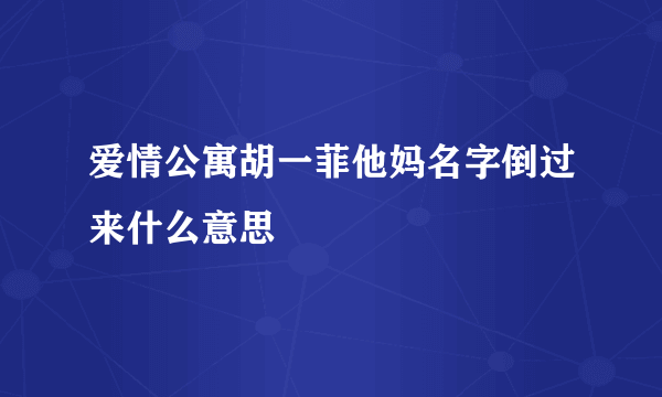 爱情公寓胡一菲他妈名字倒过来什么意思