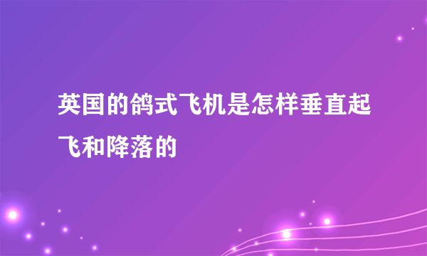 英国的鸽式飞机是怎样垂直起飞和降落的