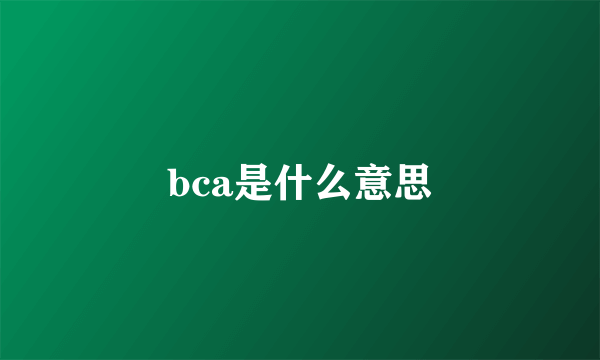 bca是什么意思