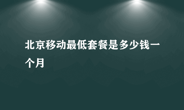 北京移动最低套餐是多少钱一个月