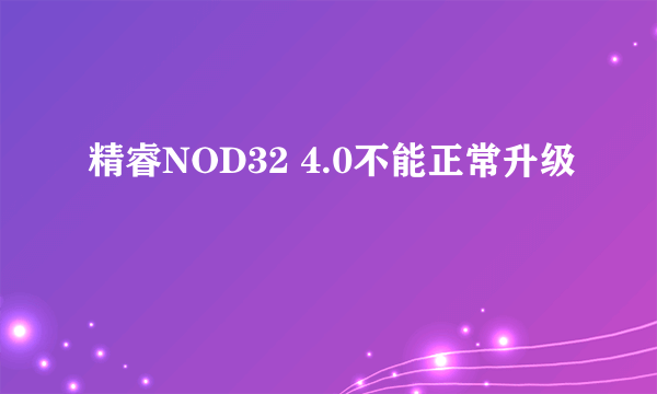 精睿NOD32 4.0不能正常升级