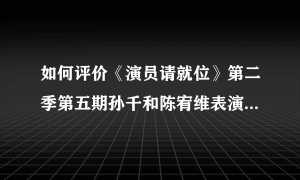 如何评价《演员请就位》第二季第五期孙千和陈宥维表演的《甄嬛传》片段？