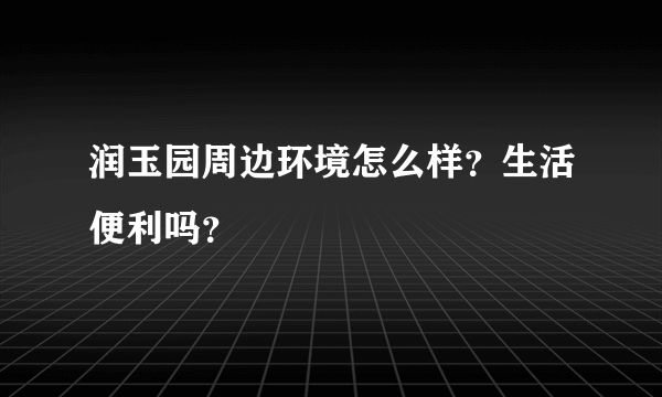 润玉园周边环境怎么样？生活便利吗？