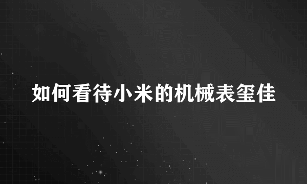 如何看待小米的机械表玺佳