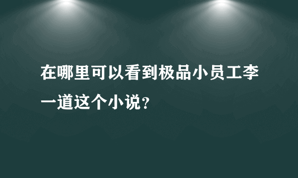 在哪里可以看到极品小员工李一道这个小说？