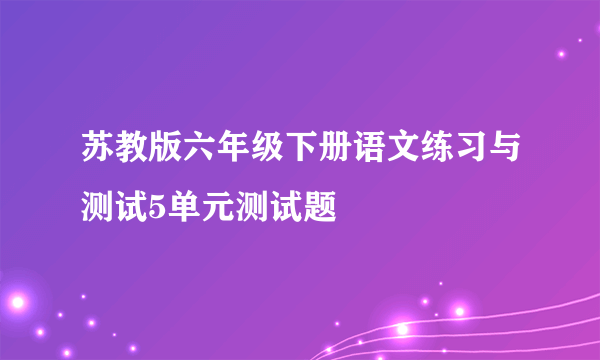 苏教版六年级下册语文练习与测试5单元测试题