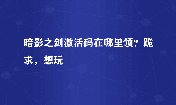 暗影之剑激活码在哪里领？跪求，想玩