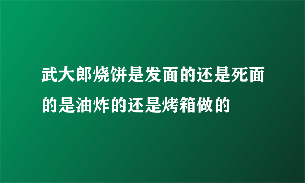 武大郎烧饼是发面的还是死面的是油炸的还是烤箱做的