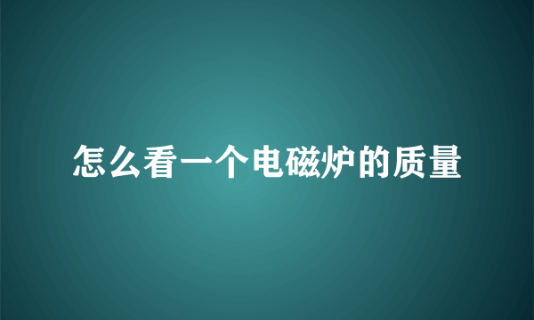 怎么看一个电磁炉的质量