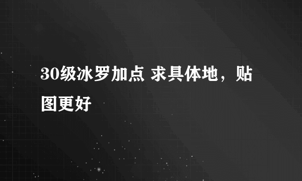 30级冰罗加点 求具体地，贴图更好