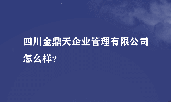 四川金鼎天企业管理有限公司怎么样？