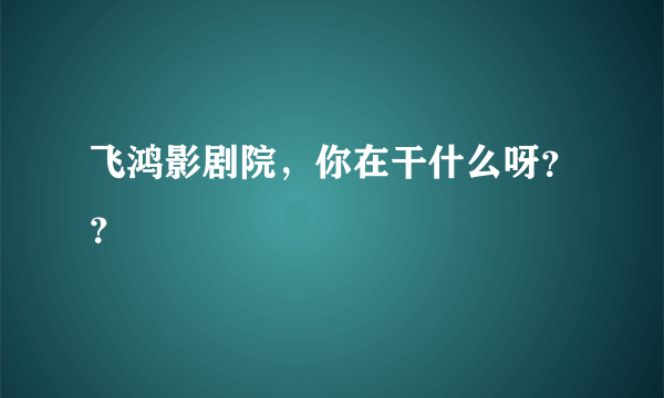 飞鸿影剧院，你在干什么呀？？