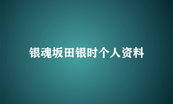 银魂坂田银时个人资料