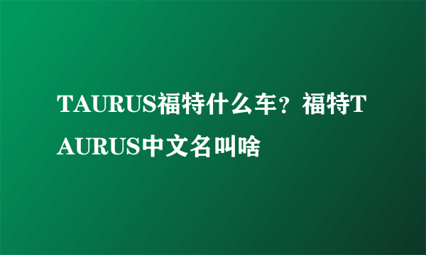 TAURUS福特什么车？福特TAURUS中文名叫啥