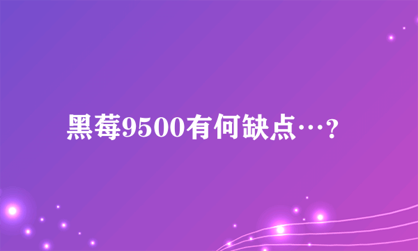 黑莓9500有何缺点…？