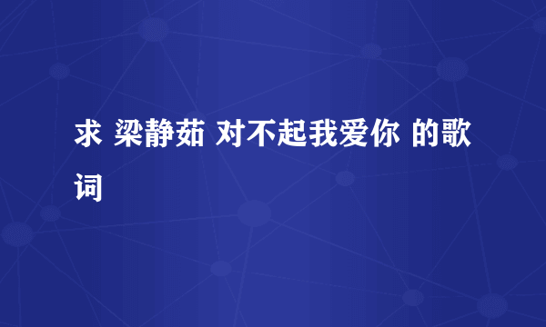 求 梁静茹 对不起我爱你 的歌词