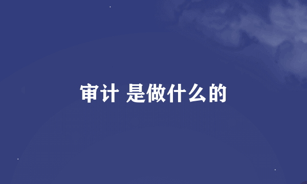 审计 是做什么的