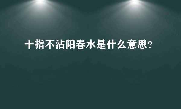 十指不沾阳春水是什么意思？