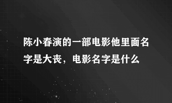 陈小春演的一部电影他里面名字是大丧，电影名字是什么